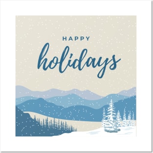 Snowy Happy Holidays Posters and Art